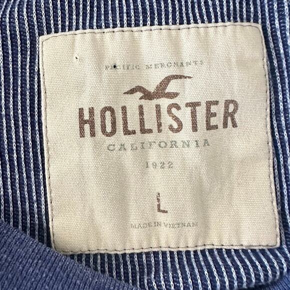 Vintage 00s Y2K Hollister Mens Large L Thermal Rib Knit Logo Long Sleeve Shirt - Picture 5 of 7